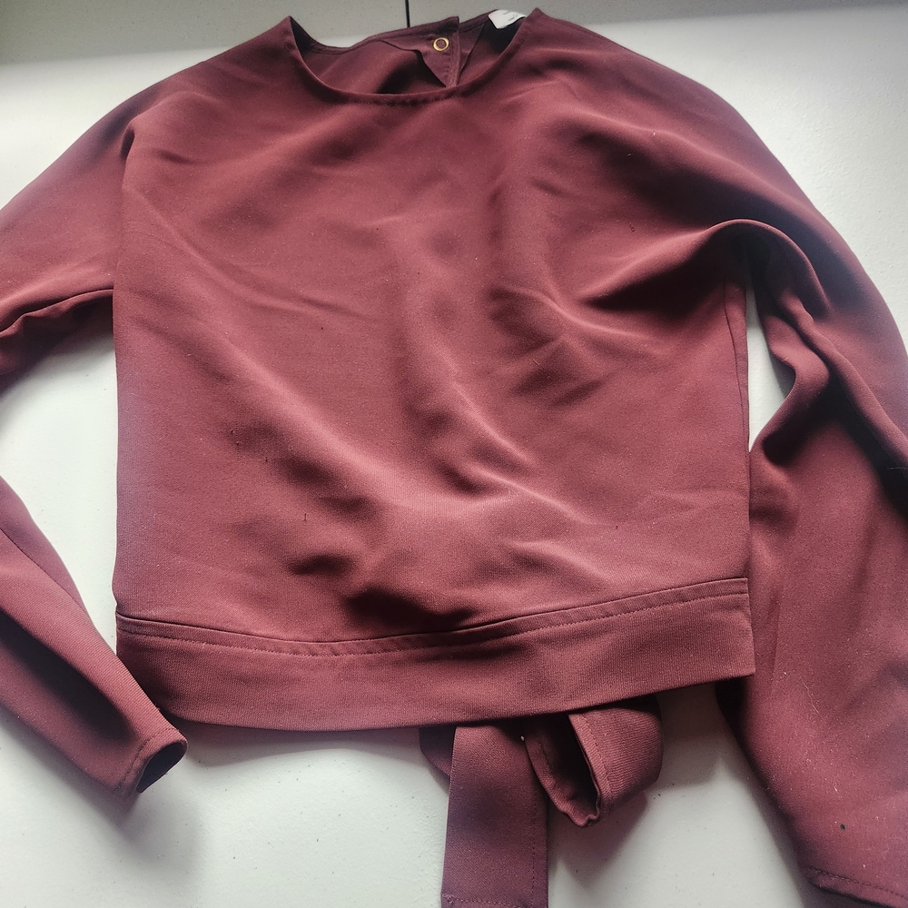 Wilfred Long Sleeve Tie-Back Top in Burgundy